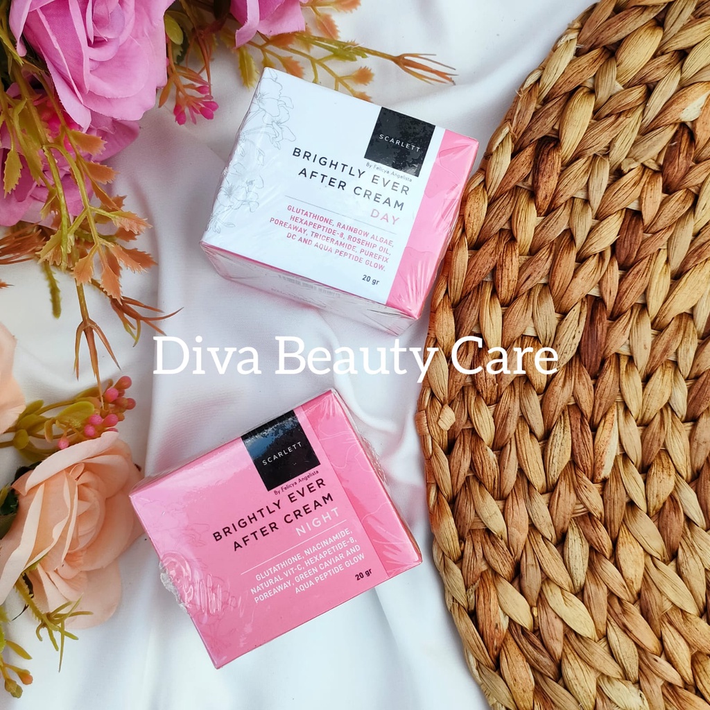 PAKET SCARLET WHITENING BRIGHTLY EVER AFTER (NIGHT CREAM-DAY CREAM)