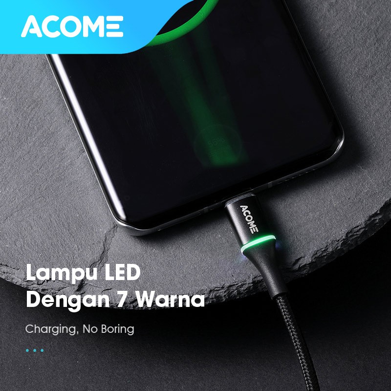 ACOME KABEL DATA 100CM COLORFUL LED FAST CHARGING 3A TYPE-C AOC-010