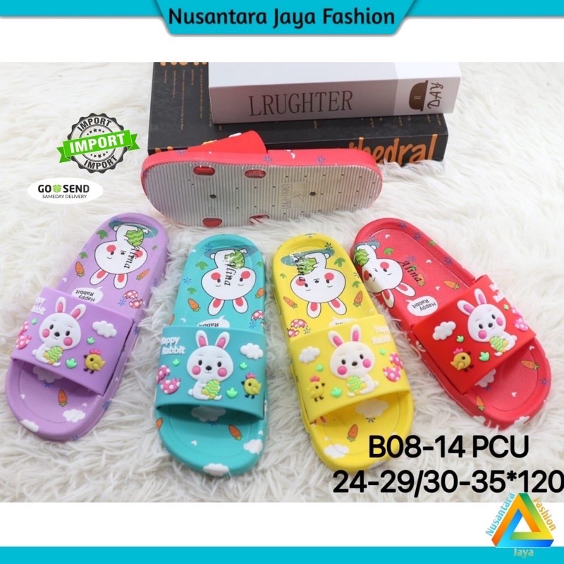 Sandal Anak Perempuan Slop CUTE Motif Kelinci Kombinasi B08