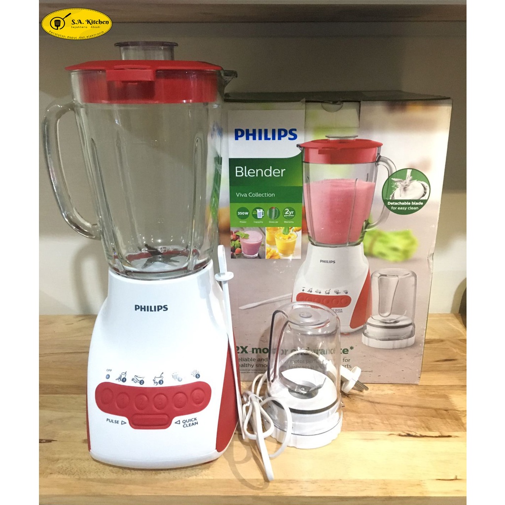 BLENDER PHILIPS MERAH HR 2116 KACA 2 LT
