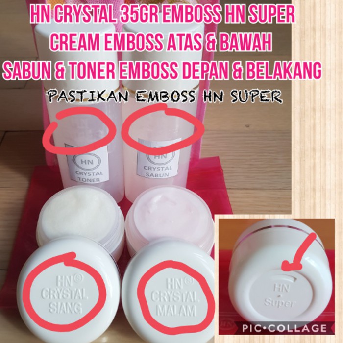 CREAM HN CRYSTAL EMBOSS 35gr ASLI /HN KRISTAL 35gr EMBOSS ATAS & BAWAH