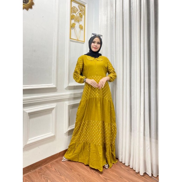 Baju Muslim Gamis Rayon Susun Gamis Susun Busui Polos Rempel Payung Seragam Pengajian