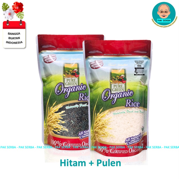 

Beras Organik Pure Green Hitam + Pulen Wangi (2 x 1kg)