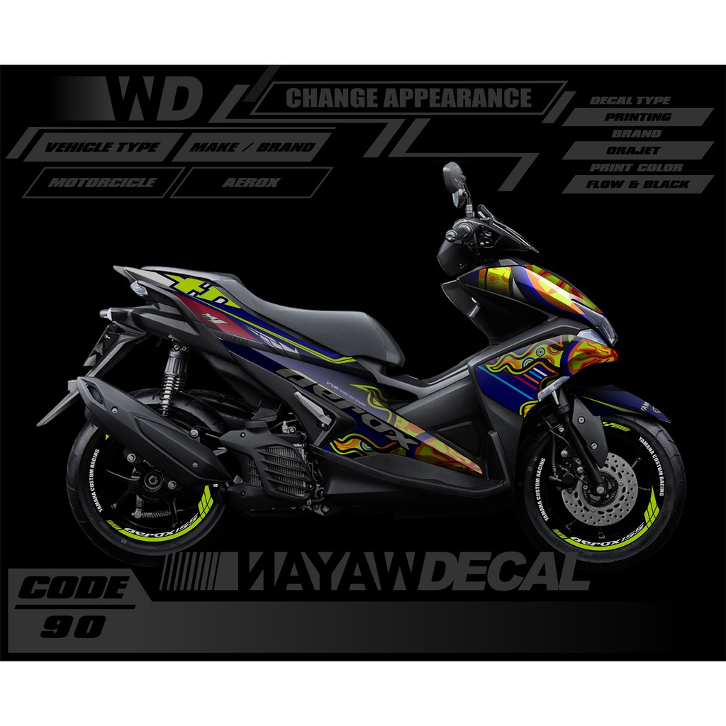 DECAL AEROX BIRU ROSSI FULL BODY