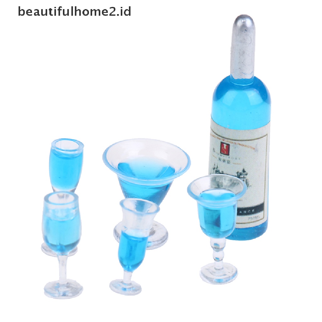 (beautifulhome2.id) 6pcs / set Mainan Miniatur Gelas Wine / Cocktail Skala 1: 12 Untuk Aksesoris Dapur Rumah Boneka