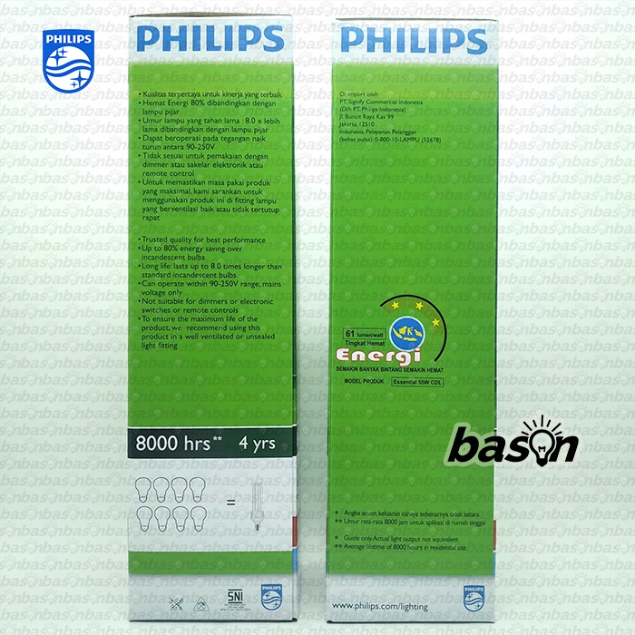 PHILIPS ESSENTIAL 4U 55W E27 - Lampu Hemat Energi