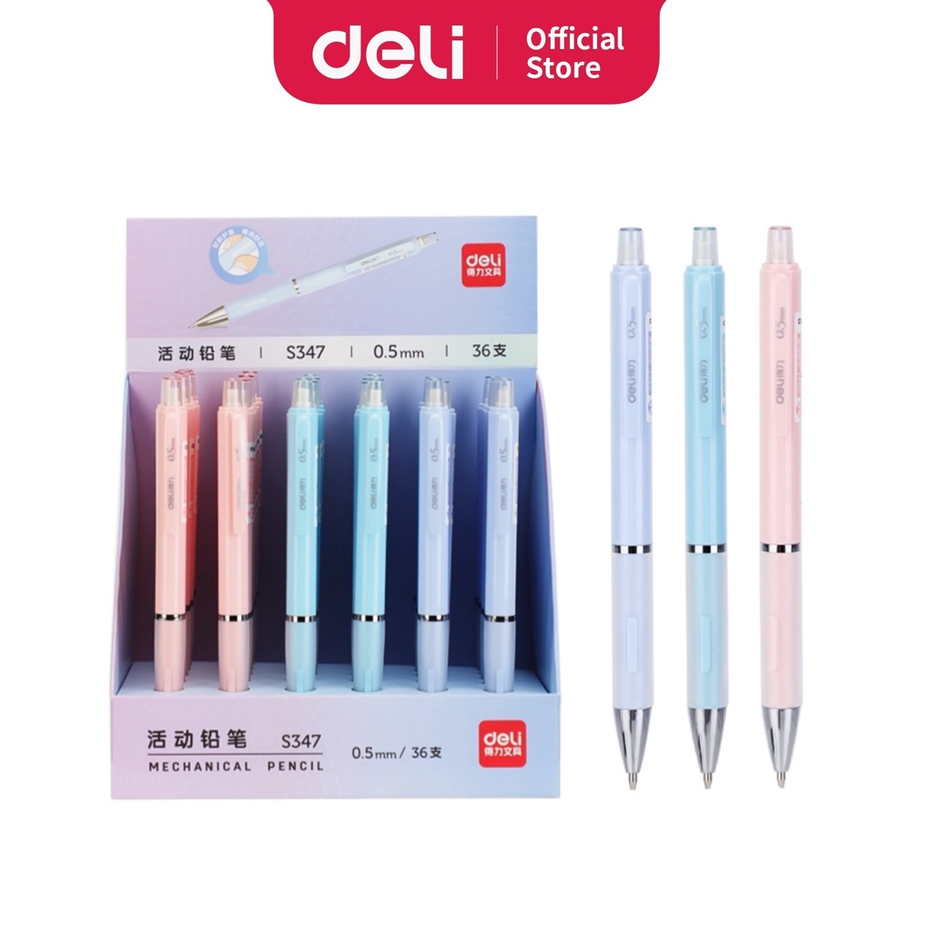 

Deli Propelling Pencil Pensil Mekanik Cetek Tip 0.5 mm Dilengkapi Klip S347