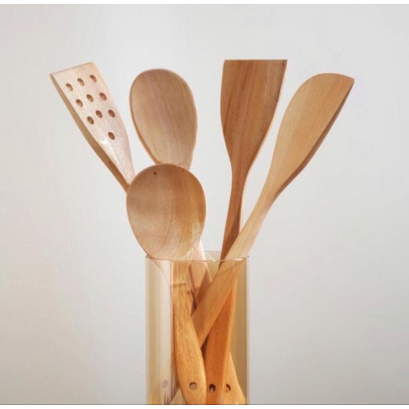 PERO SPATULA SET 5 Pcs / WOODEN MAHOGANY SPATULA SET OF 5 PCS