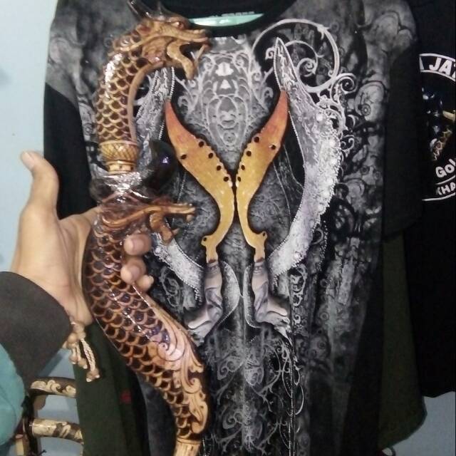 Kujang naga ukiran kepala dua solder