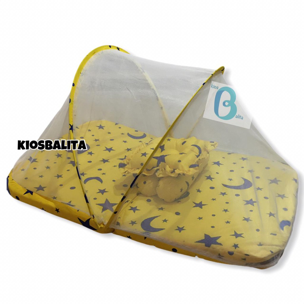 FREE TAS MIKA! Kasur lipat kelambu bayi set bantal peyang &amp; guling bayi /kasur bayi kelambu termurah