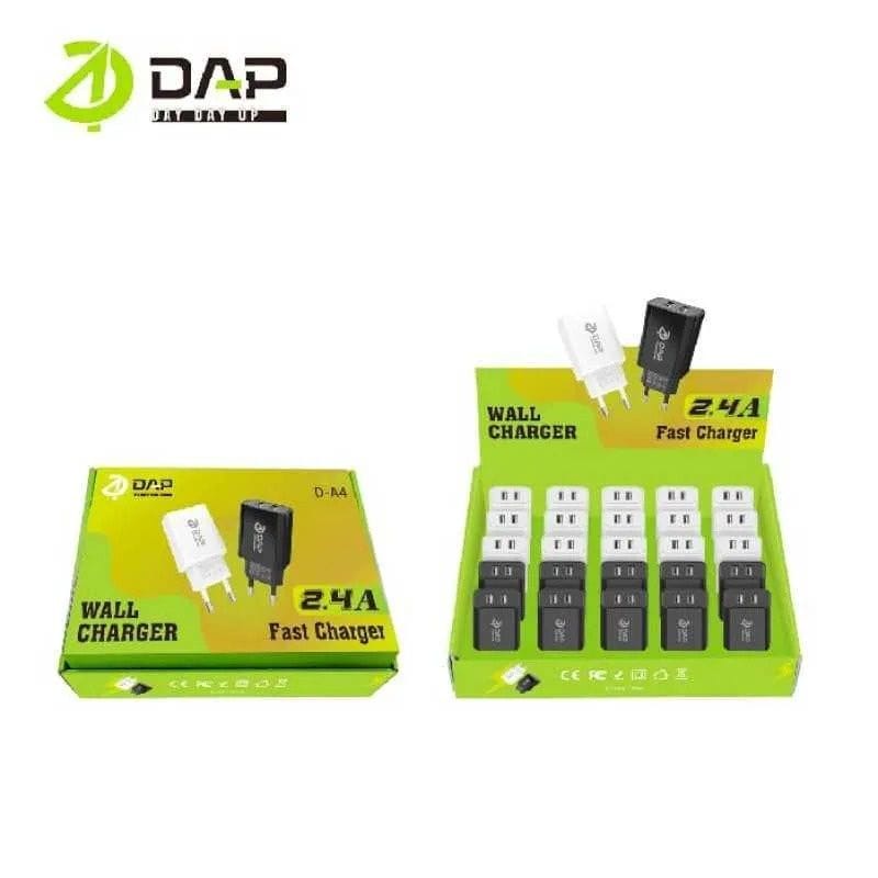 Adaptor Charger  DAP D-A4 2USB 2.4A PERPCS Batok Charger DAP 2USB Kepala Casan DAP D-A4 Fast Charging