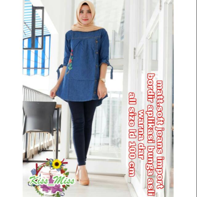 Meisya Blouse jeans bordir (2 warna)