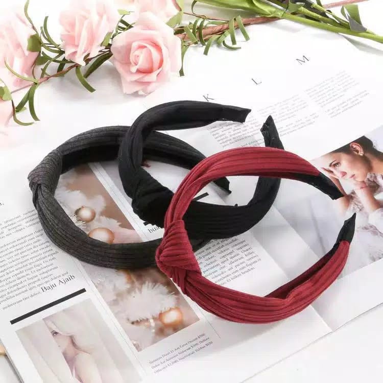 Bando Korea Bandana Wanita Murah Bando Polos Bando Simpul Aksesoris Rambut Wanita Import (VC)