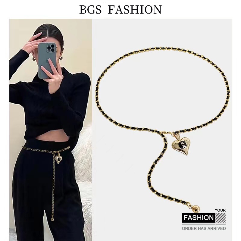 BGS-111 Ikat Pinggang Wanita Rantai, Sabuk wanita leather Rajut Rantai, Belt Import Korea Gaya Fashion