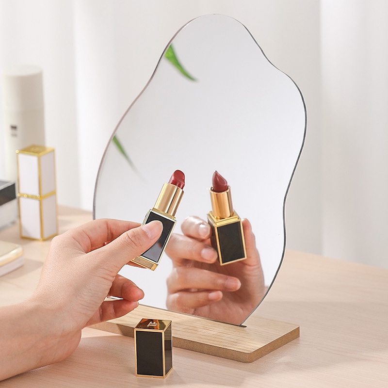 Cermin Meja Kaca Make Up Mirror Bentuk unik dan elegant minimalis modern Korean Style irregullar Cermin Tidak Teratur Sederhana Cermin Makeup Desktop Rumah Dekorasi Akrilik Cermin Berdiri Korean style Makeup Mirror Ins Irregular Acrylic Decorative Mirror