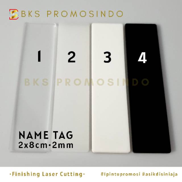 

Bahan Name Tag Akrilik 2mm 2x8cm Cutting Rapi,Cepat Berkualitas