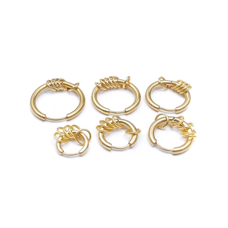 ANTING RING HOOP GOLD SILVER HITAM TINDIK DAN JEPIT