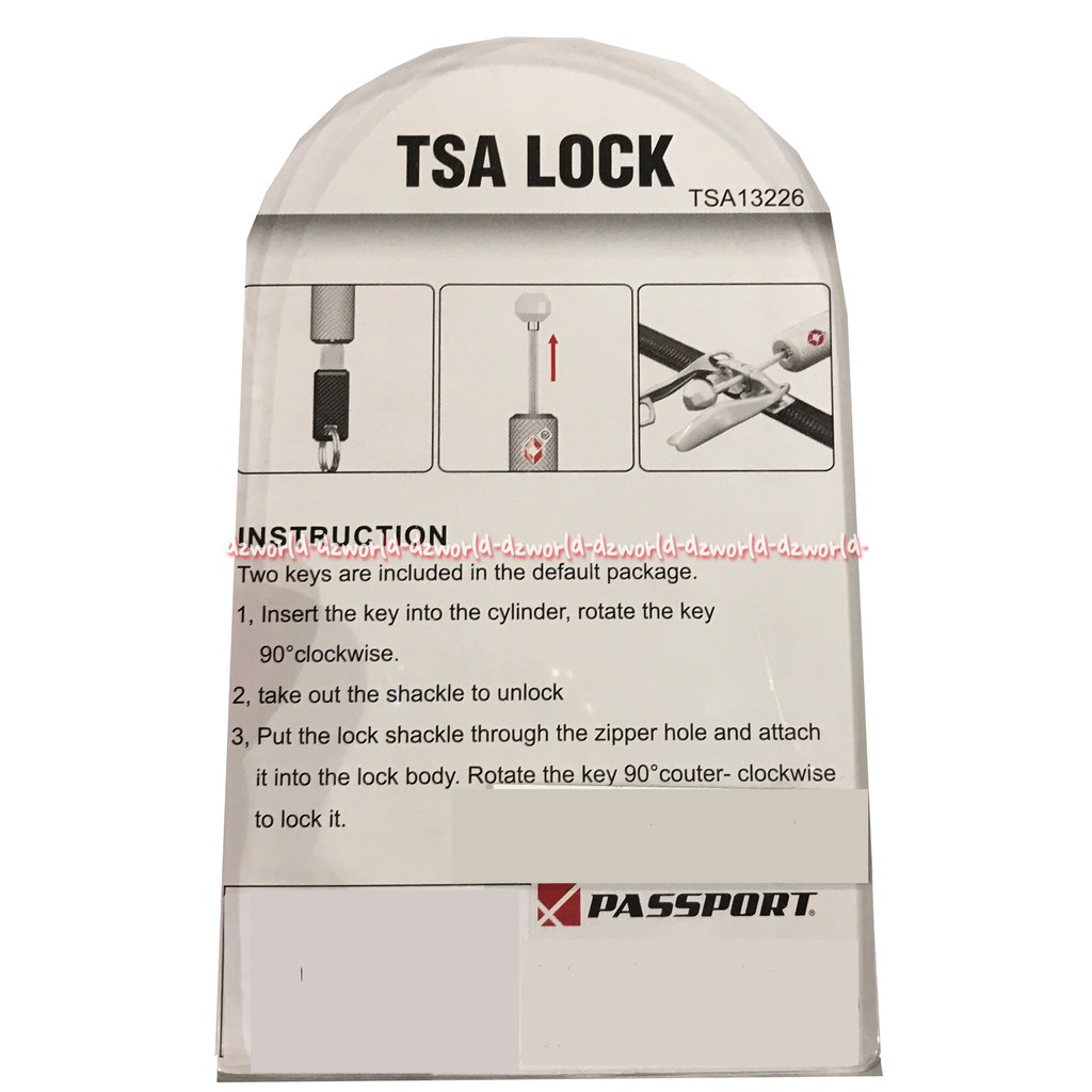 Passport Key Padlock Gembok Tarik Tas Koper Model Tarik Lepas Pad Lock Gembok TSA Warna Hitam Silver Gold Merah