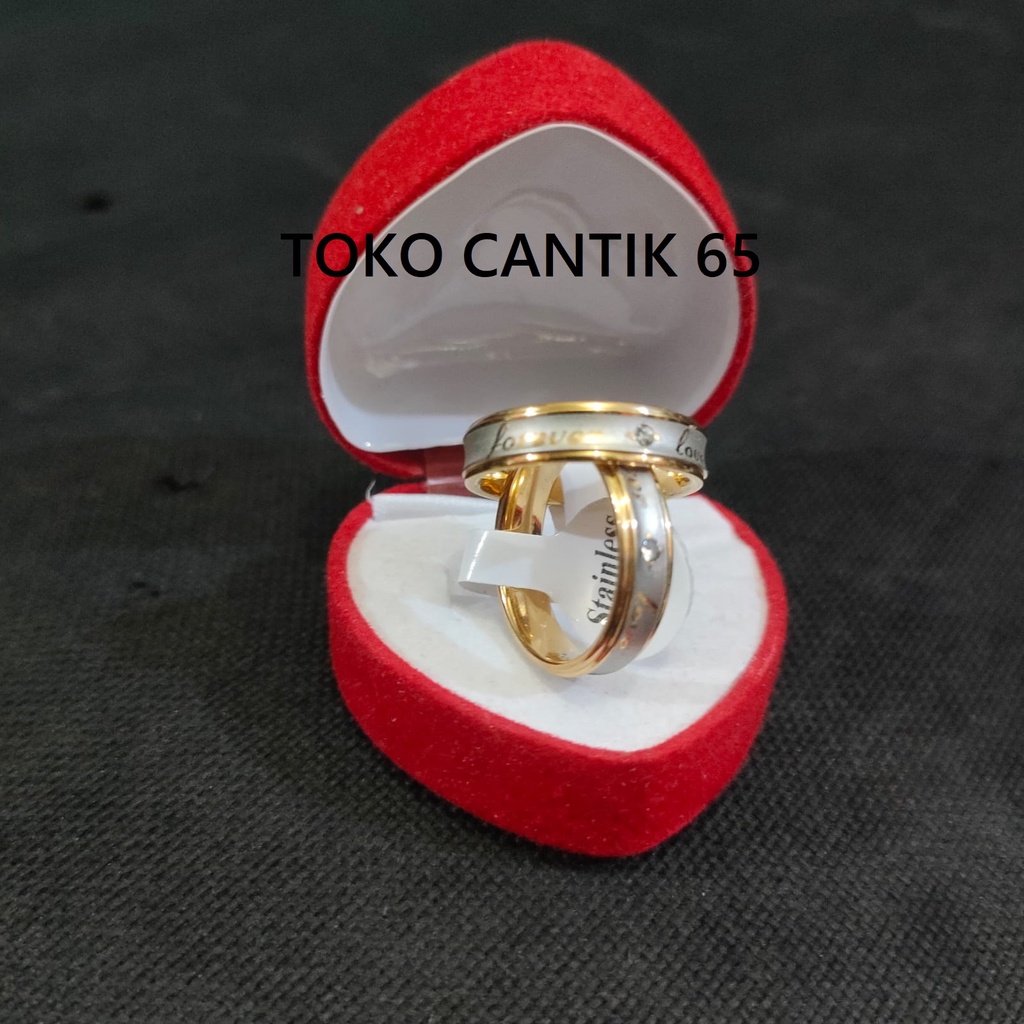 ( ACC TOKO CANTIK 65 ) CINCIN KAWIN/TUNANGAN FOREVER LOVE CEWE/COWO TITANIUM TEBAL DIJAMIN AWET (BISA COD/BAYAR DITEMPAT)