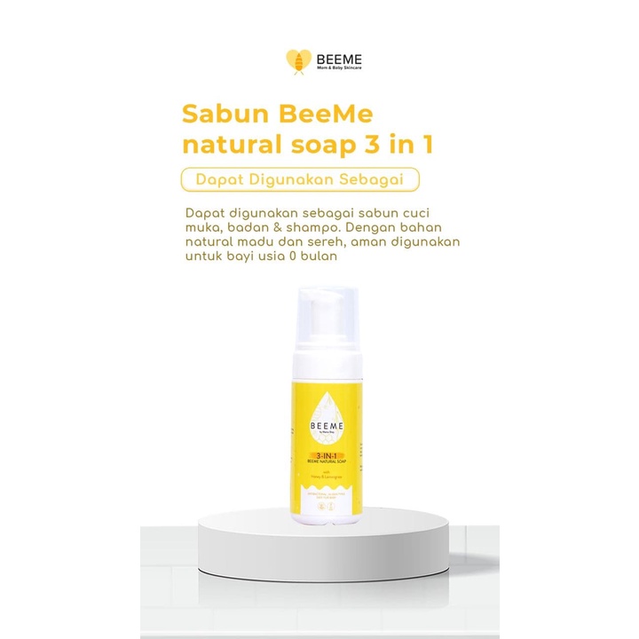 BEEME NATURAL SOAP 3 IN 1/ BEEME SKINCARE BAYI/ BEEME KUNING/ BEEME SKINCARE IBU DAN ANAK JAMINAN OR