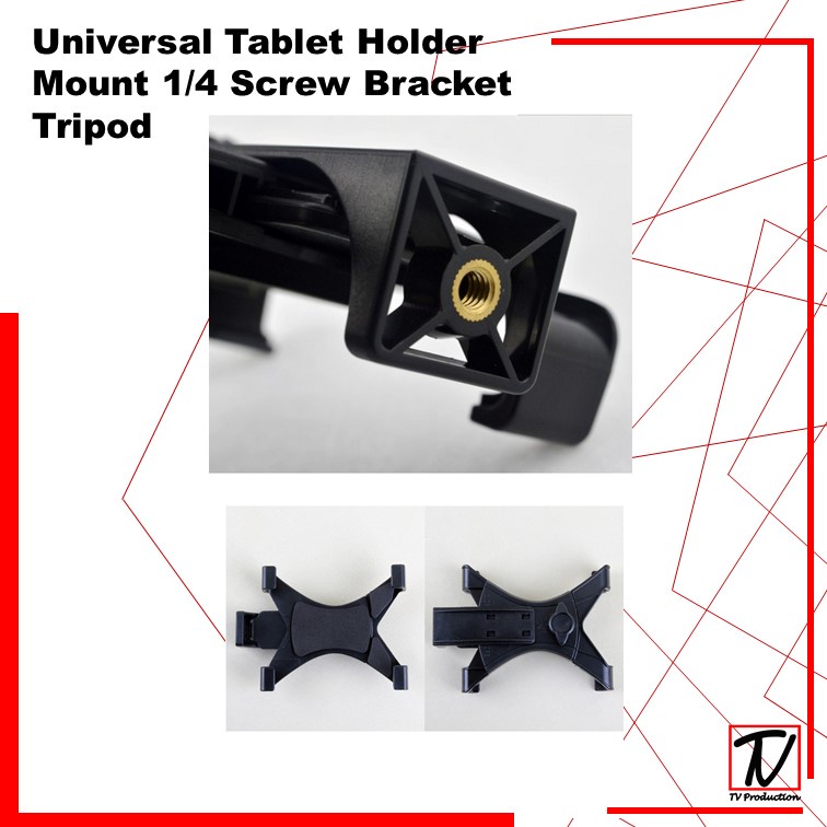 Universal Tablet Holder Mount 1/4 Screw Bracket Tripod