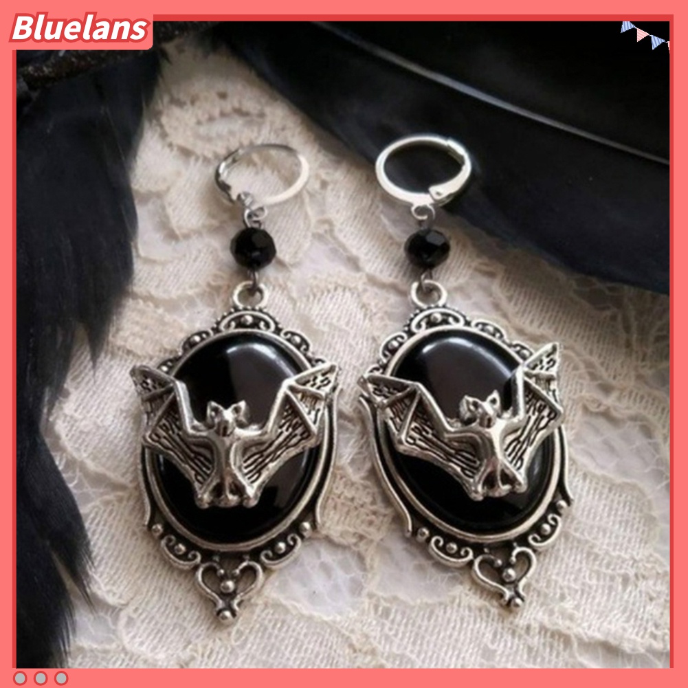 Anting Juntai Bentuk Oval Motif Kelelawar Gaya Vintage Untuk Wanita