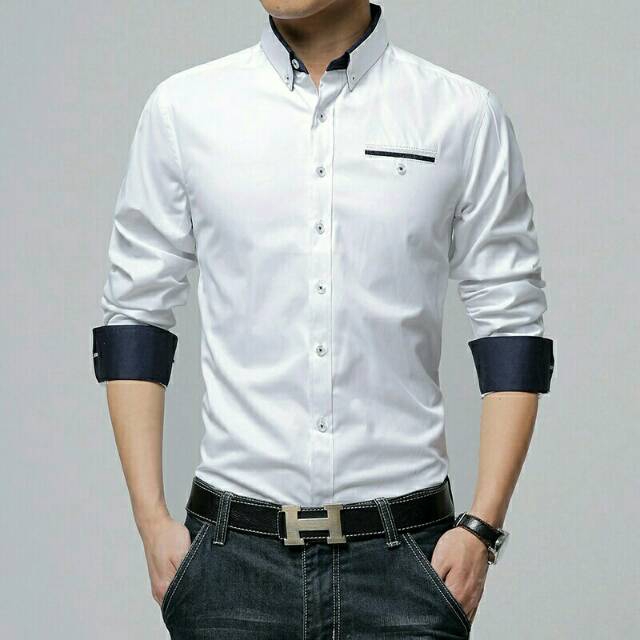 Kemeja Pria KARSSON / Bahan Katun / Lengan Panjang / Kemeja Polos [ Size M L XL ]