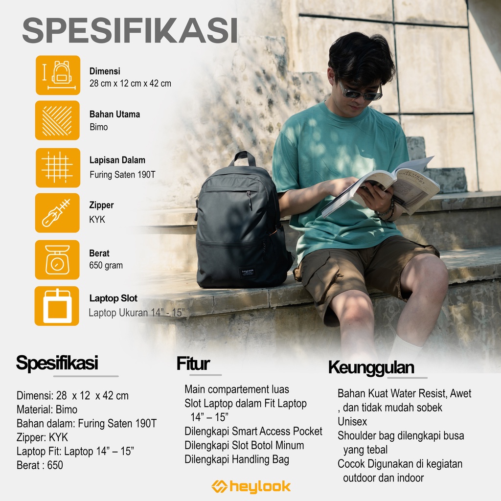 Tas Ransel Laptop Waterproof Pria Tas Laki Laki Backpack Sekolah Kuliah Kerja Remaja Dewasa Trendy Tas Ransel Besar Kasual Sporty Cowok Traveling Rekreasi