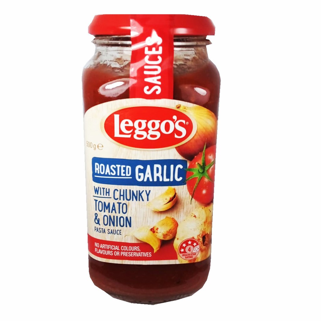 

LEGGO'S ROASTED GARLIC WITH CHUNKY TOMATO & ONION PASTA SAUCE 500G