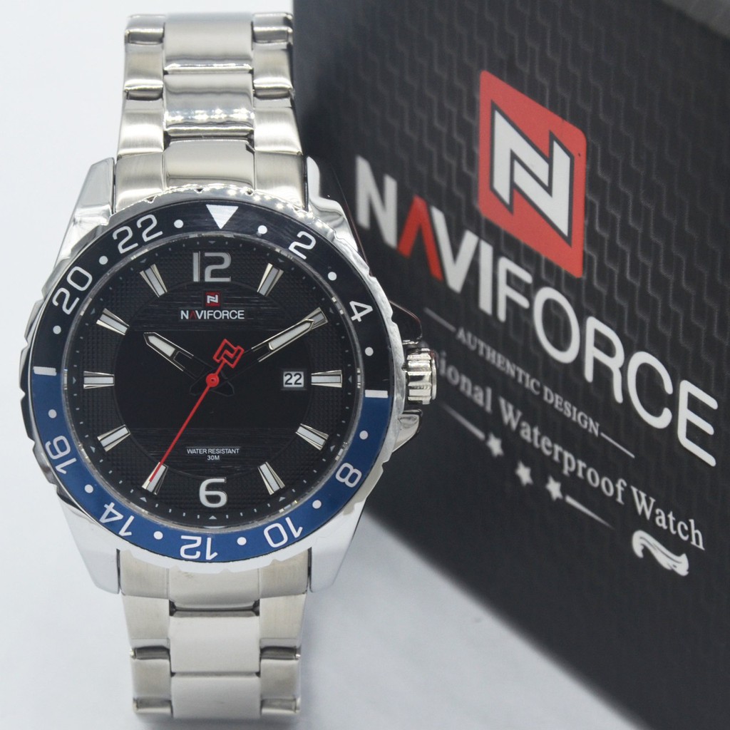 Jam Tangan Naviforce NF9192 Silver Black Blue Original