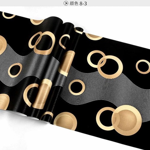 NEW POLKADOT HITAM EMAS 3D WALLPAPER STICKER DINDING UKURAN 45 CM X 8 METER / 1 KILO ISI 2 ROLL KODE