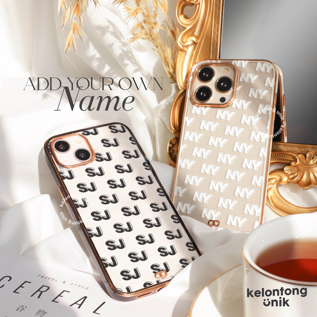 LANGSUNG KIRIM TANPA PO | (Seri 2) For iPhone - MOON GOLD Plating Case - Premium Case Custom Nama