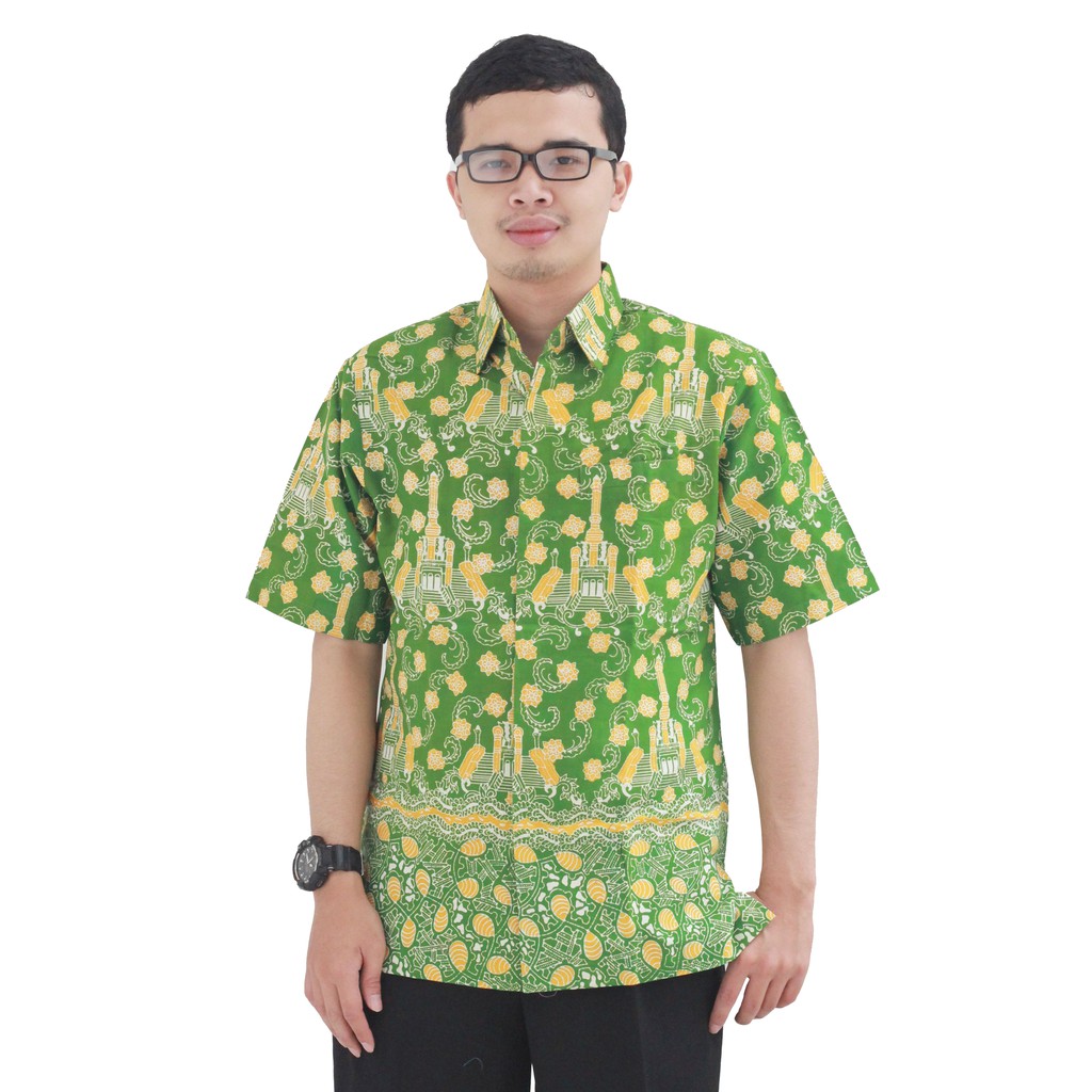 Kemeja Batik Asli Pria Jambi Hijau M7 Zallatra
