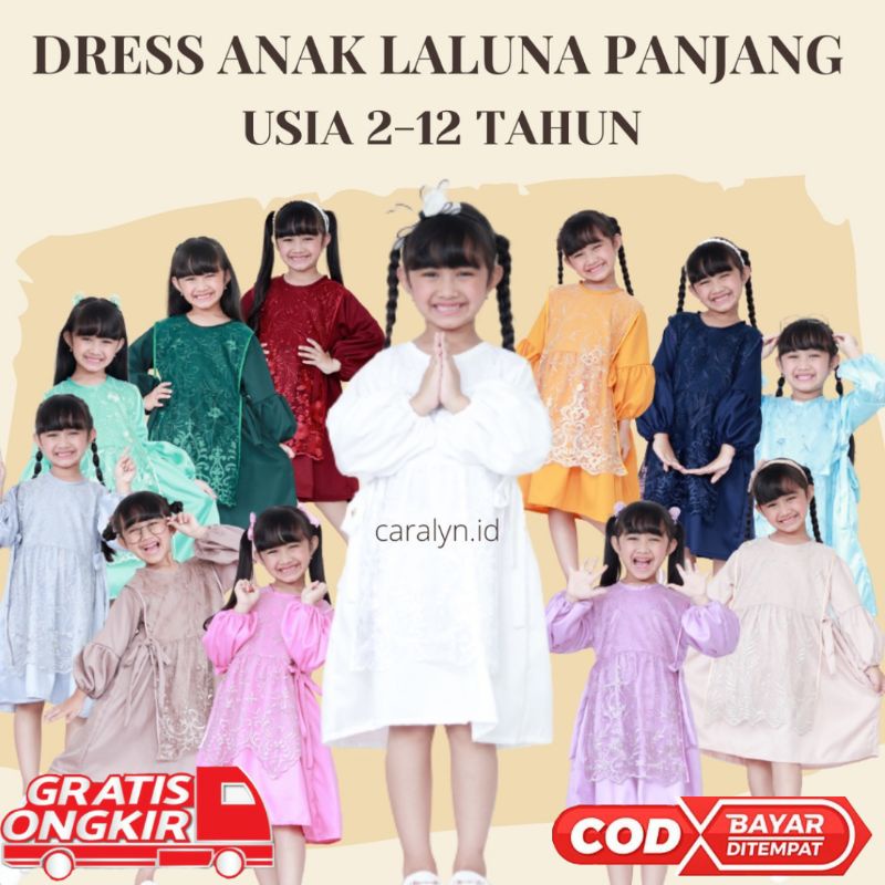 DRESS BRUKAT ANAK LALUNA LENGAN PANJANG DRESS PESTA