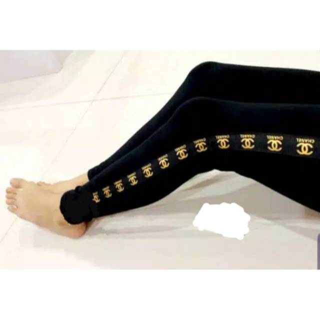 NEW LEGGING IMPORT MURAH LIST JAHIT CHANEL COKLAT