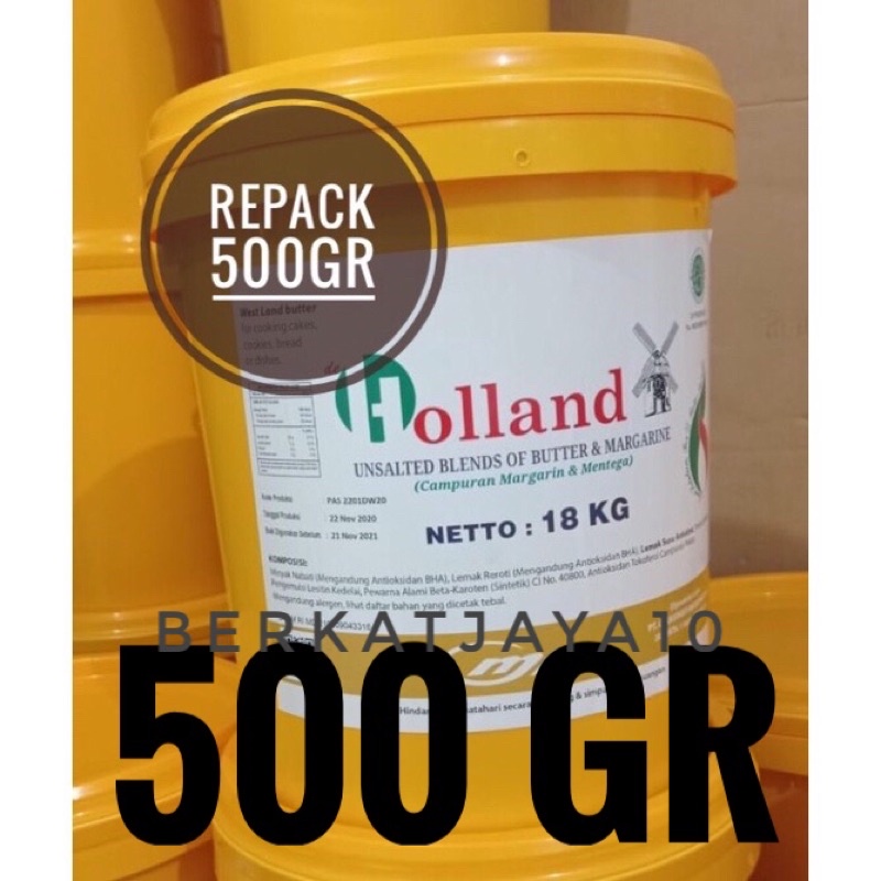 Unsalted Butter Holland White repack 500gr Blends Mentega Margarine
