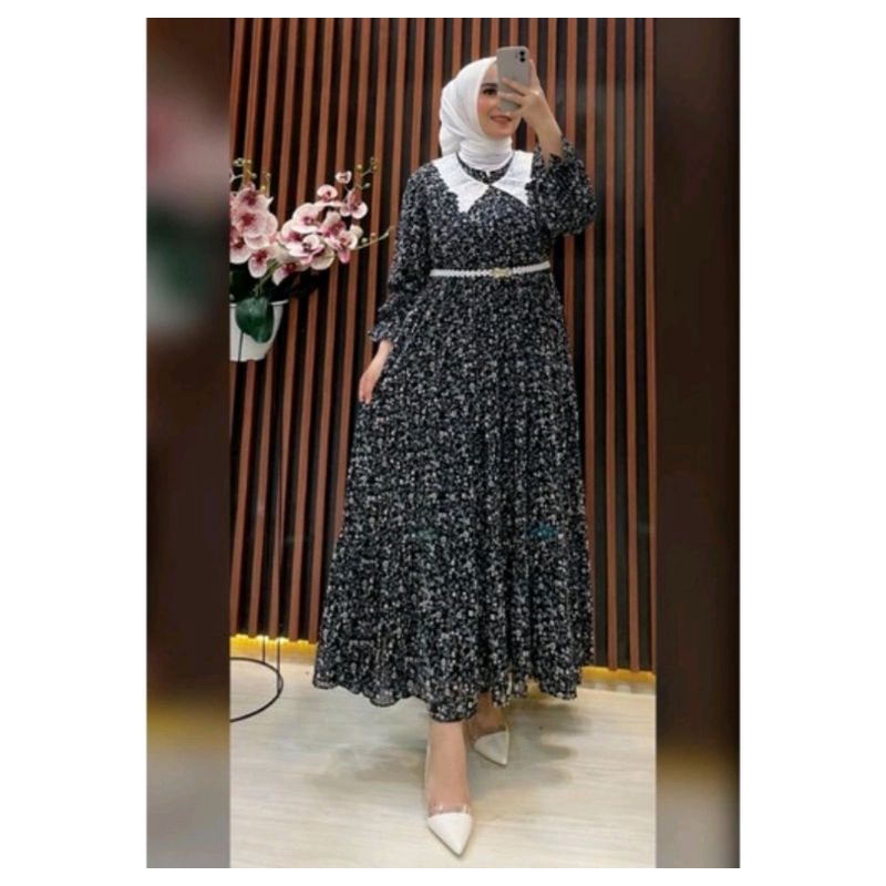 GAMIS CERUTY BABYDOL MOTIF KERAH KOREAN//CERUTY BABYDOLL  RENDA KERAH//Ceruty Babydoll motif busui