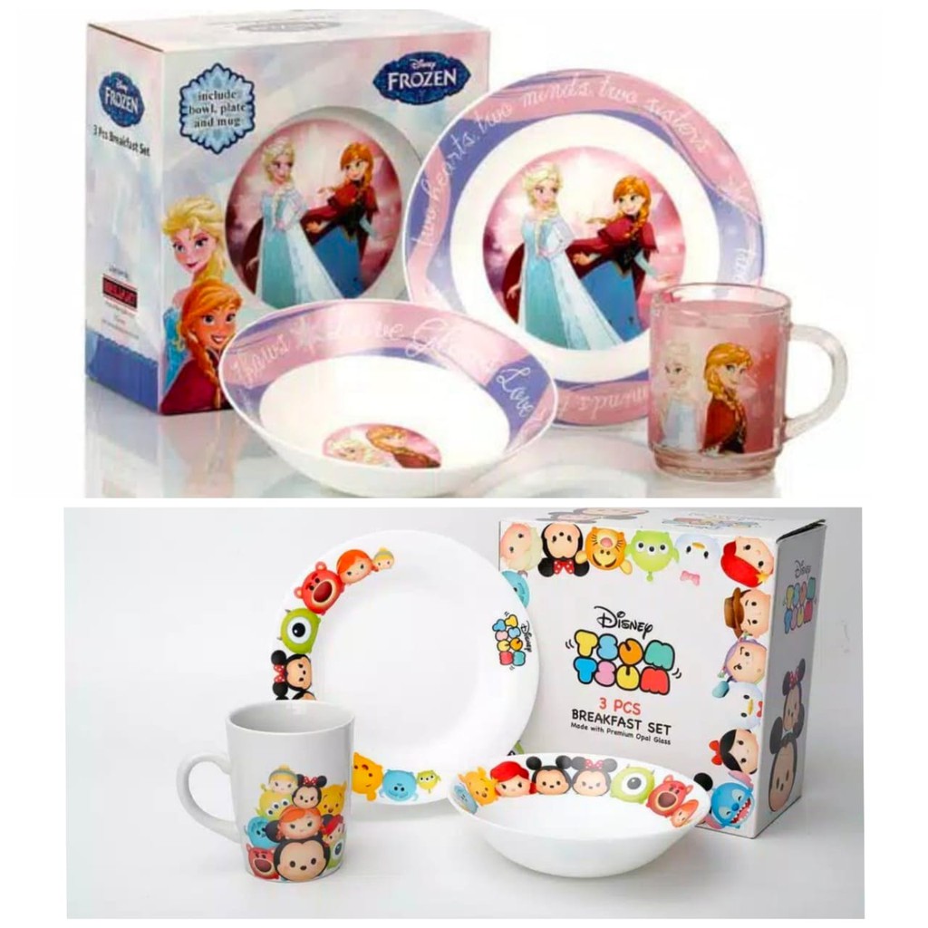 Set Piring Breakfast Tsum-Tsum 3pcs & Set Frozen 3pcs