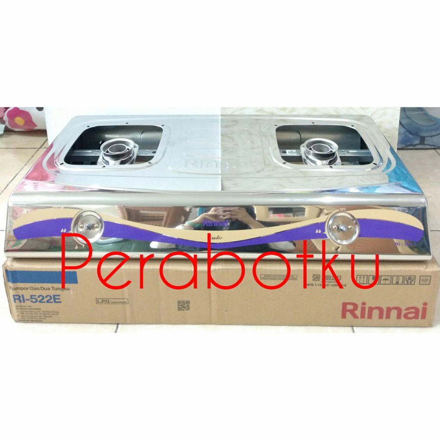 Kompor Gas Rinnai 2 Tungku RI-522E / Kompor Gas Stenlis