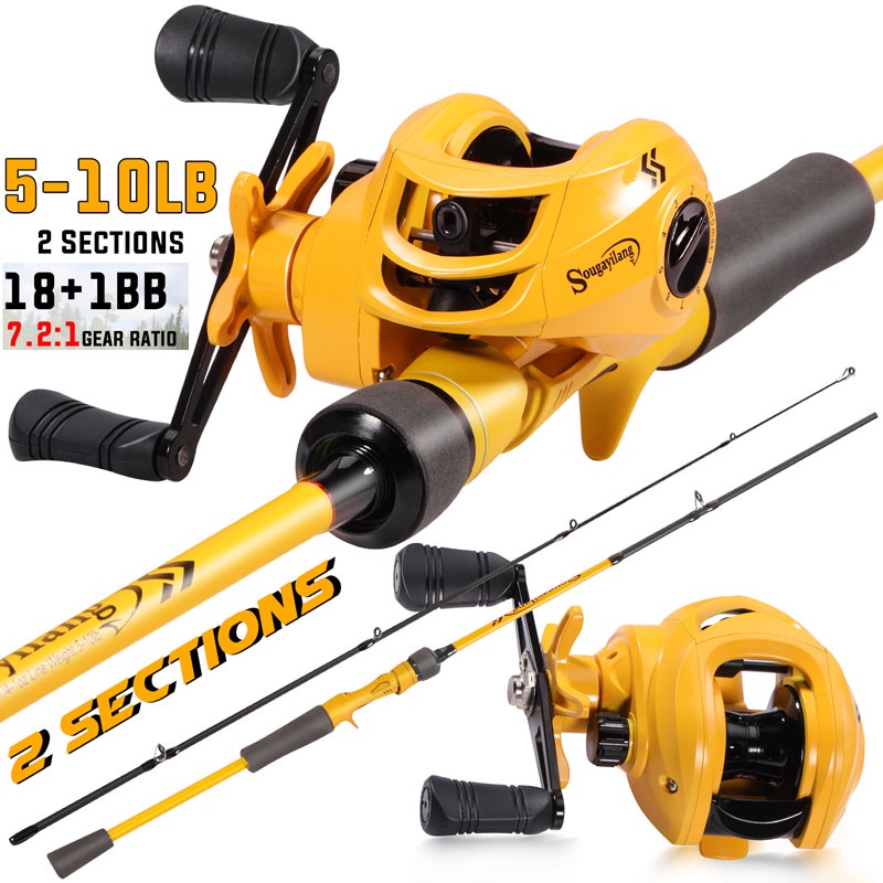 set Pancing Joran Pancing Rasio Gear 6ft-7ft 18 + 1BB 7.2: 1 Bahan Karbon Fishing Combo