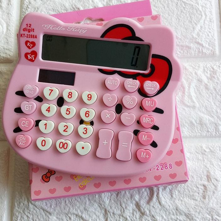 

New! Kalkulator Kepala Hello Kitty Pink 12 Digit HELO KITY KITI LUCU IMUT hello kitty 2288 ✔