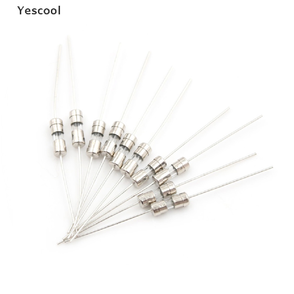 Yescool 10pcs Sekring Tabung Kaca Axial F1A / 1.5A / 2A / 3A / 5A 3.6x10mm 250V