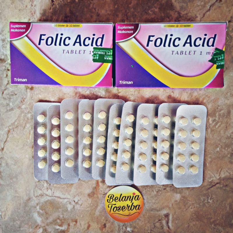 1 Box (100 tablet) Asam Folat Folic Acid 1000mcg /Vitamin Promil dan Menyusui Asam Folat Triman 1mg