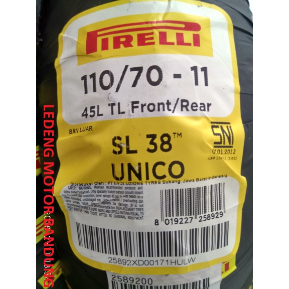 Pirelli 110/70-11 SL38 Ban Motor Vespa Primavera LX S Ring 11