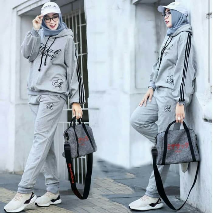 GAMIS MURAH  0036 SETELAN SPORTY HIJAB ABU GAMIS KEKINIAN