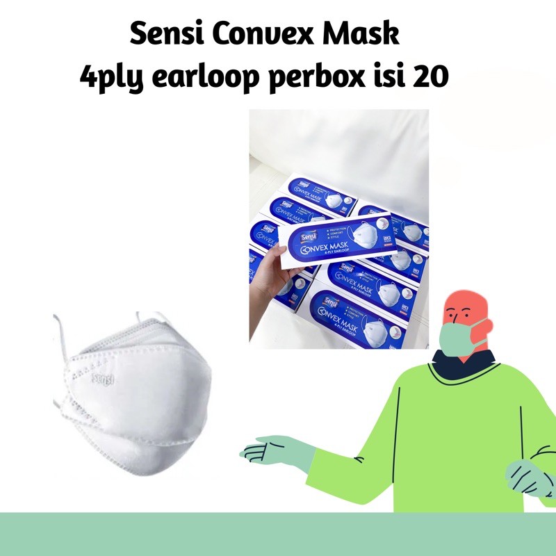 Sensi convex MASKER earloop perbox ready stock makassar isi 20 lembar 1 box