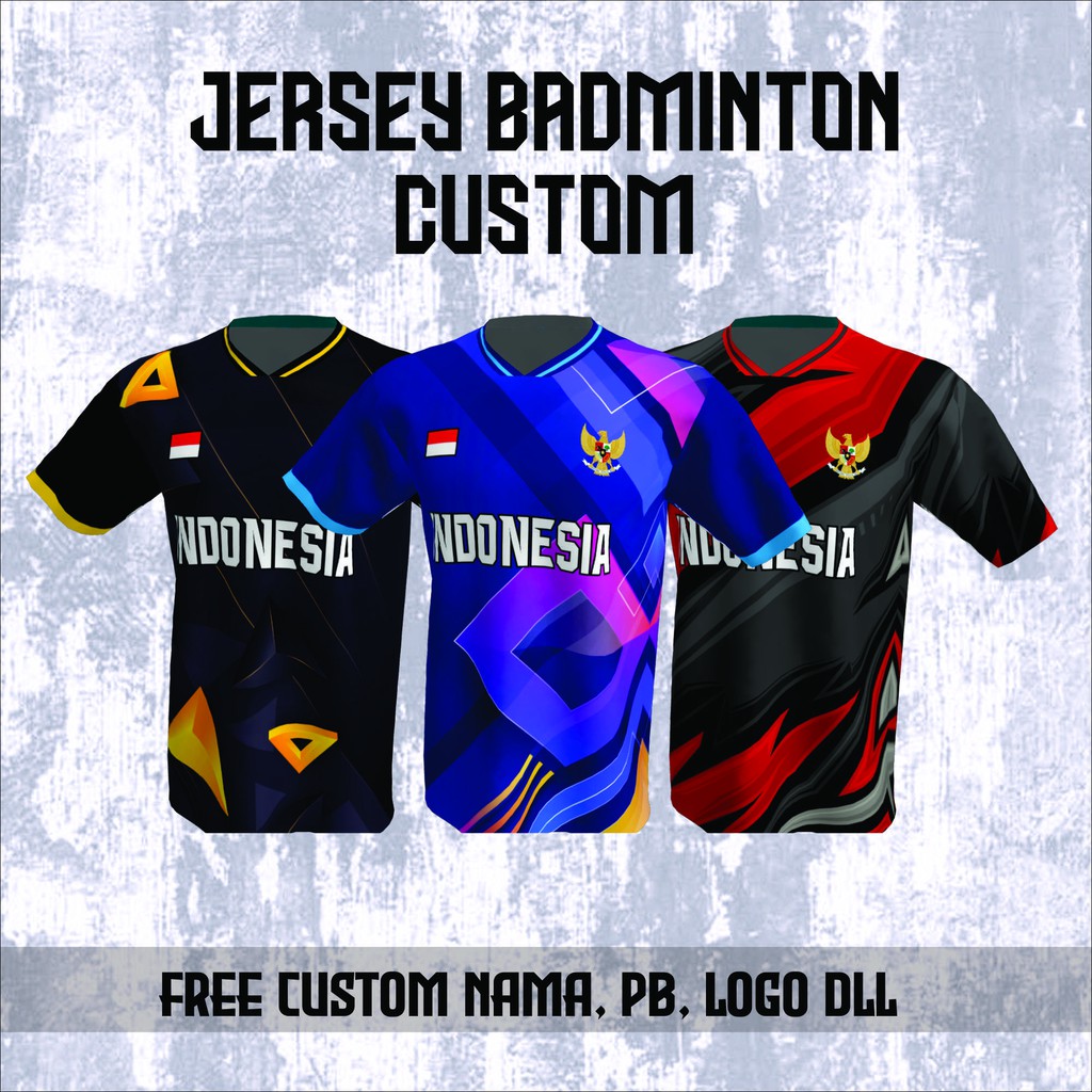 Baju Kaos Jersey Badminton Printing Custom Free Desain Satuan Shopee Indonesia