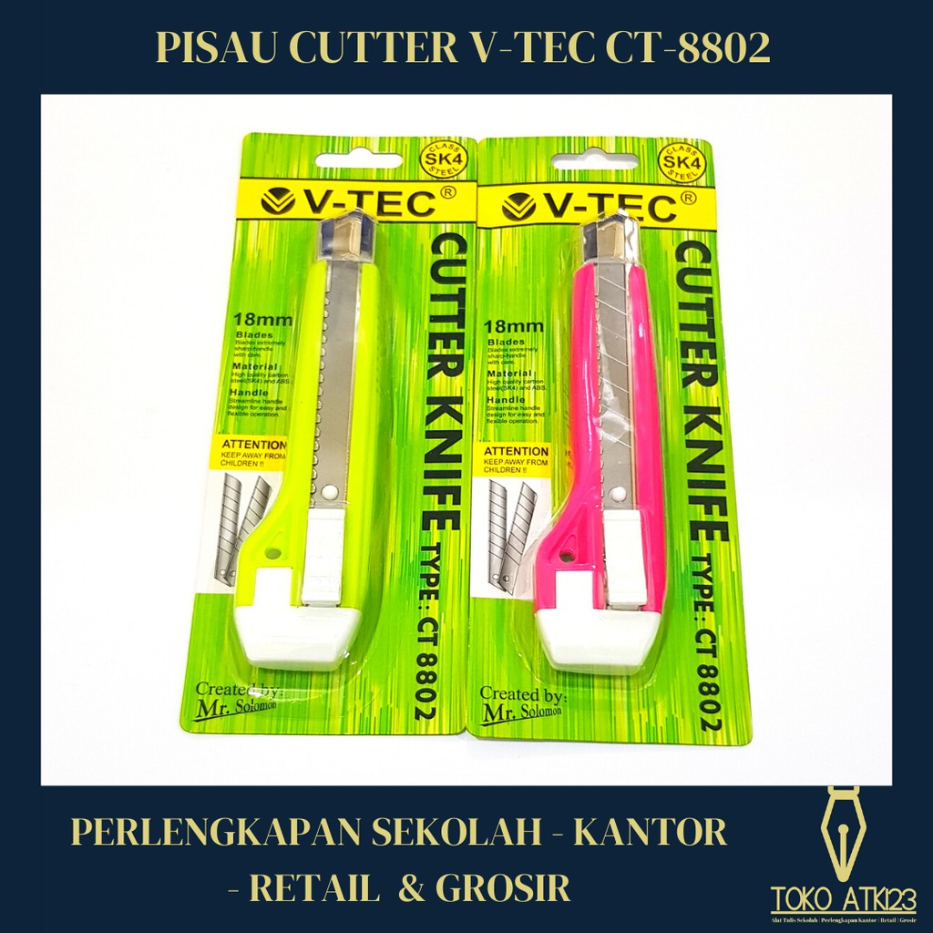 

Cutter / Pemotong Kertas / Pisau Cutter Merk V-Tec CT-8802
