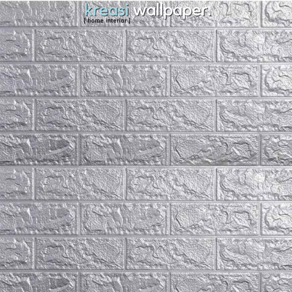 Wallpaper Dinding 3D Foam Bata Putih Sticker Premium TERMURAH | Walpaper Brick Stiker-Bata Abu Abu 3MM