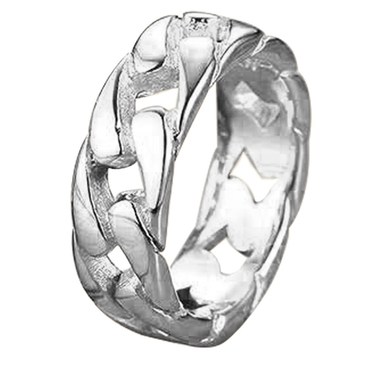 Cincin Model Rantai Twist Hollow Bahan Stainless Steel Warna Emas